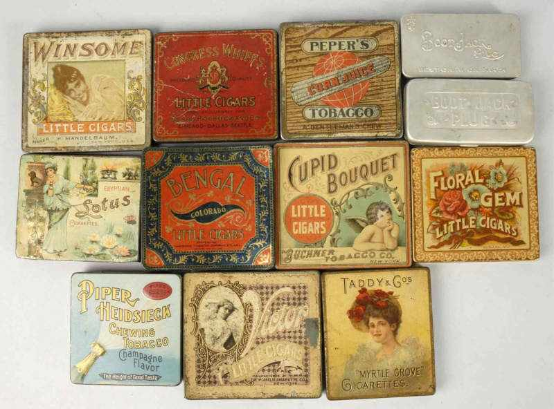 Lot of 12 Tobacco Tins Description Includes one Piper Heidsieck