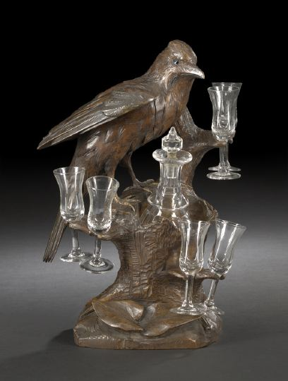 Schwarzwald Elaborately Carved Lindenwood Liqueur Stand fourth quarter 19th century