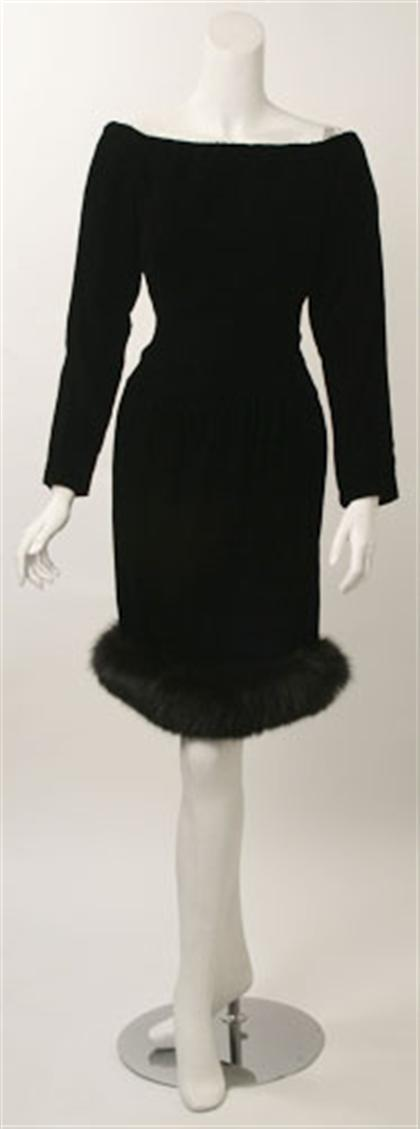 Two black Oscar de la Renta evening dresses 1980s One