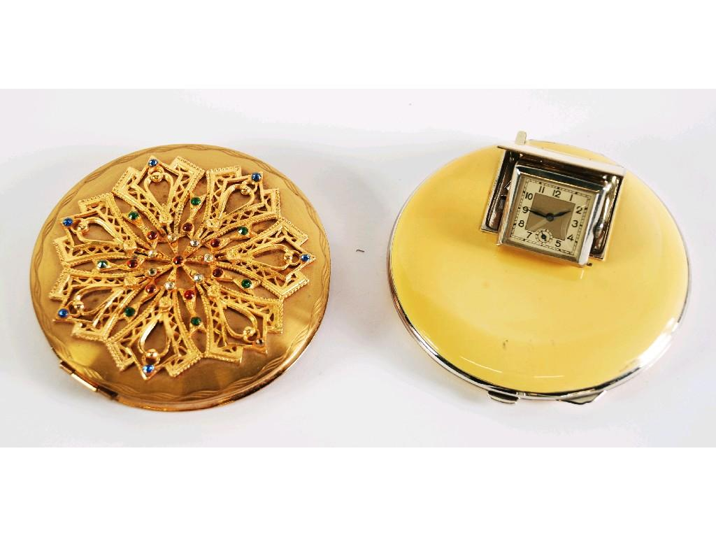 LADIES NOVELTY POWDER COMPACT THE FRONT WITH FLIP UP SQUARE