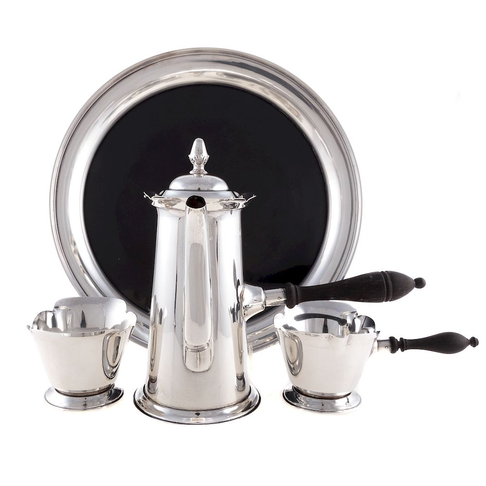 Three Piece Sterling Coffee Chocolate Set RR makers mark and