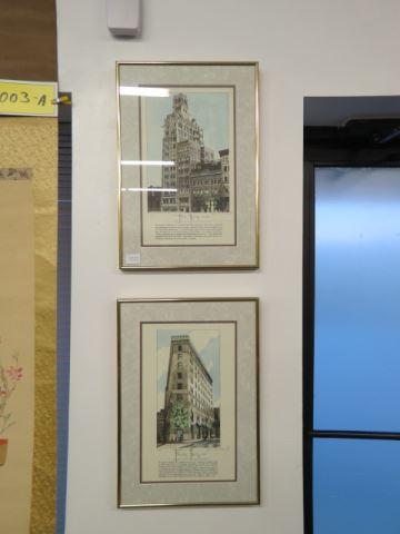 2 Asheville Lithographs Flat Iron Building Jackson Building by Aaron