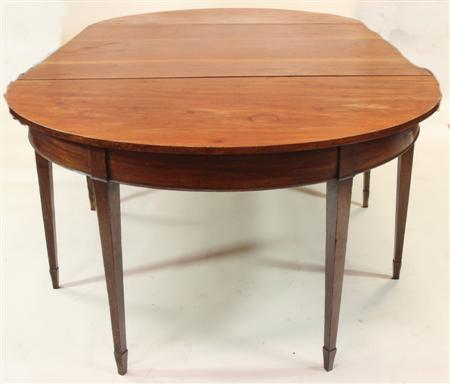 A Georgian style mahogany D end dining table the top