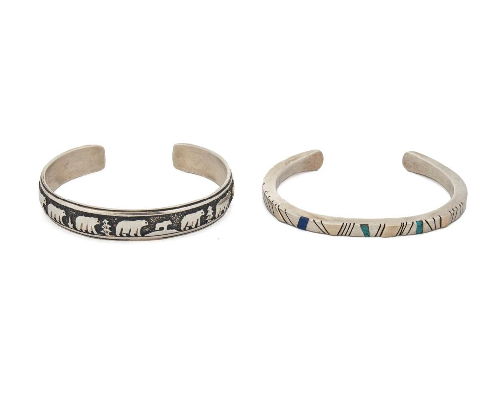 Two Southwest silver cuff bracelets Third Quarter 20th Century or