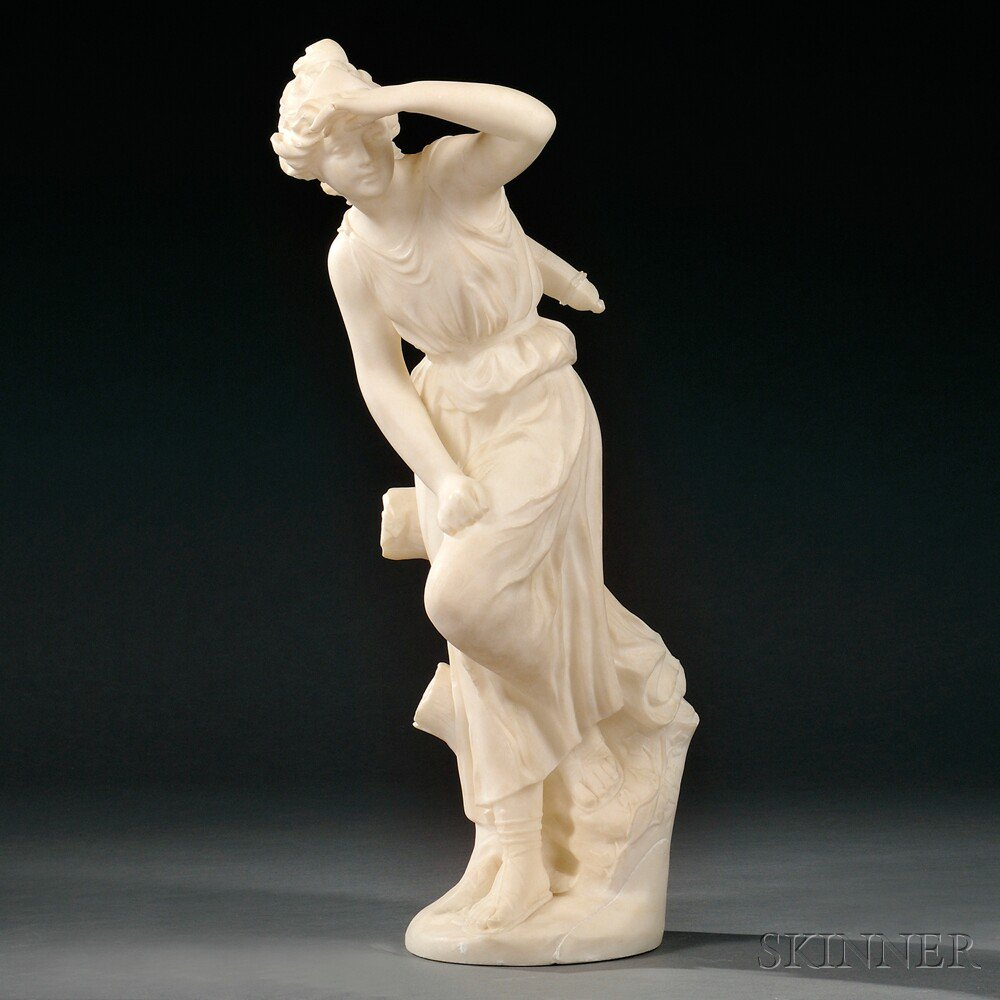 Italian School Early 20th Century Alabaster Figure of Diana the