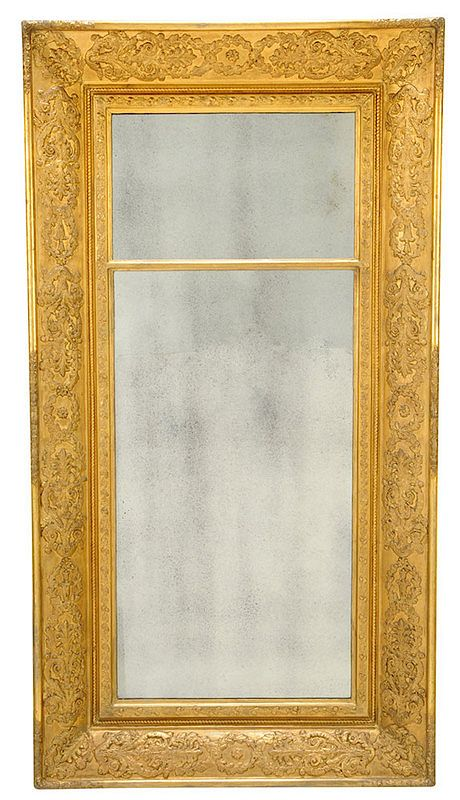 Empire Gilt Two Part Pier Mirror Italian French 19th century