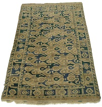 Antique Oushak Rug Moss green blue beige and light brown