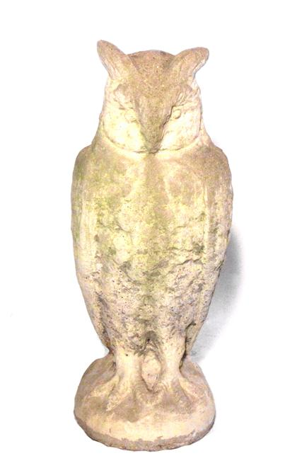 Poured stone garden figure of an owl 20th century
