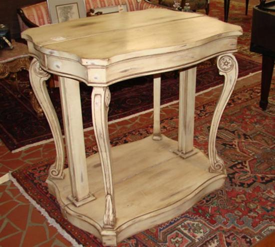 Pair Continental carved and painted console tables serpentine top over