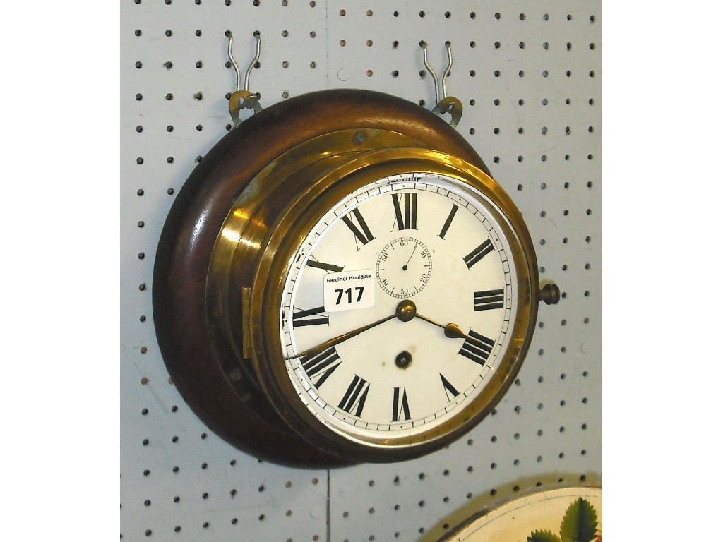 Brass ship s bulkhead timepiece the 6 5 white dial