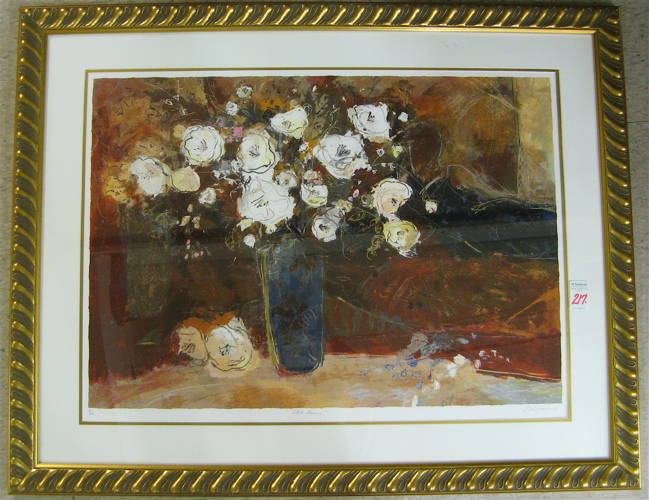 ANDREW FRANCIS SERIGRAPH IN COLORS White Flowers British born 1939