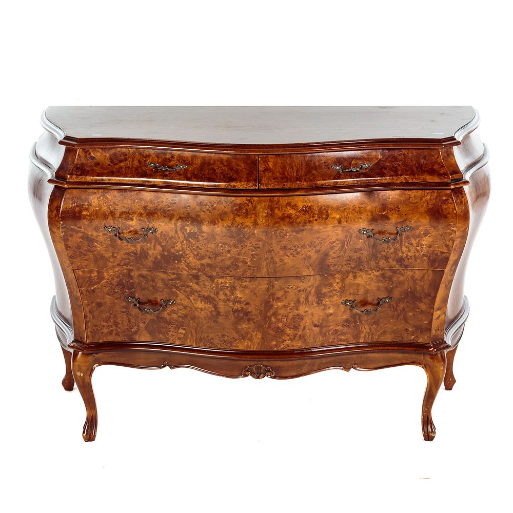 Louis XV Style Burled Walnut Commode 30 in H 42