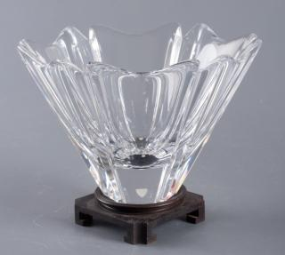 Orrefors Swedish Tulip Vase w Stand Crystal signed to bottom