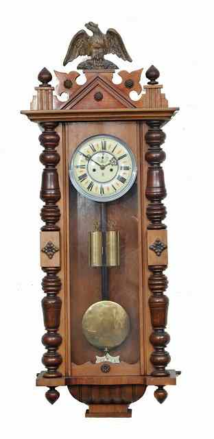 A GUSTAV BECKER WALNUT TWIN WEIGHT VIENNA REGULATOR TYPE WALL