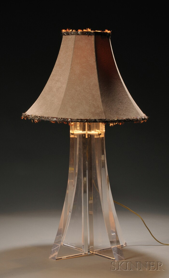 Lucite Table Lamp Lucite and brass 20th century Clear Lucite