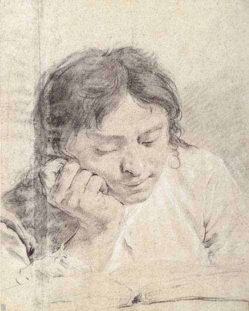 PIAZZETTA GIOVANNI BATTISTA 1682 Venice 1754 Young man reading Black