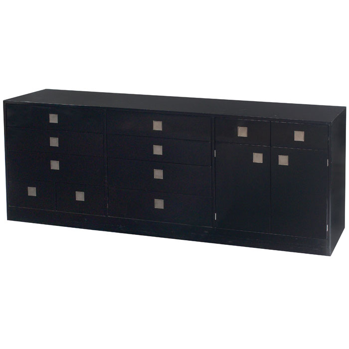 Directional cabinet USA original black lacquer finish drawers and doors