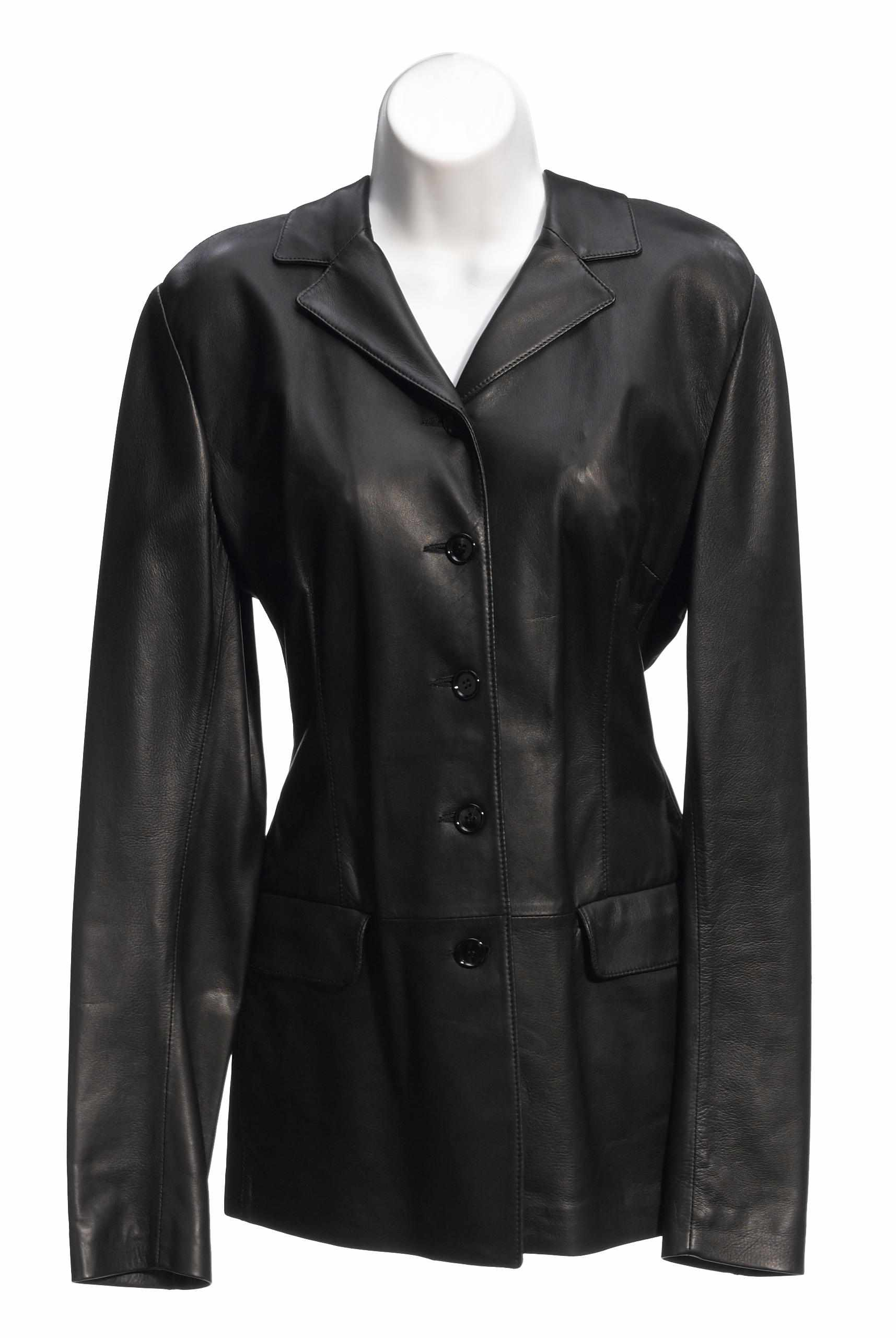 A Dolce Gabbana black leather jacket size 44