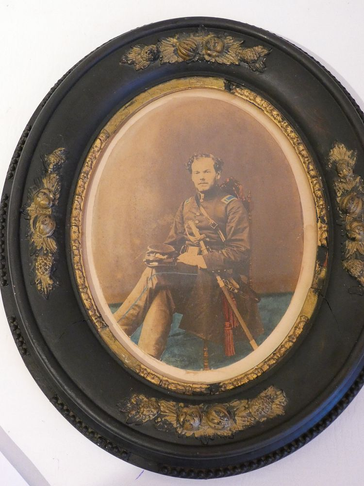 COLONEL VOLNEY SHIPMAN PHOTO Civil War colored oval photograph of