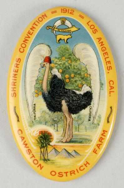 Oval Pocket Mirror Description Dated 1912 Advertising the Cawston Ostrich