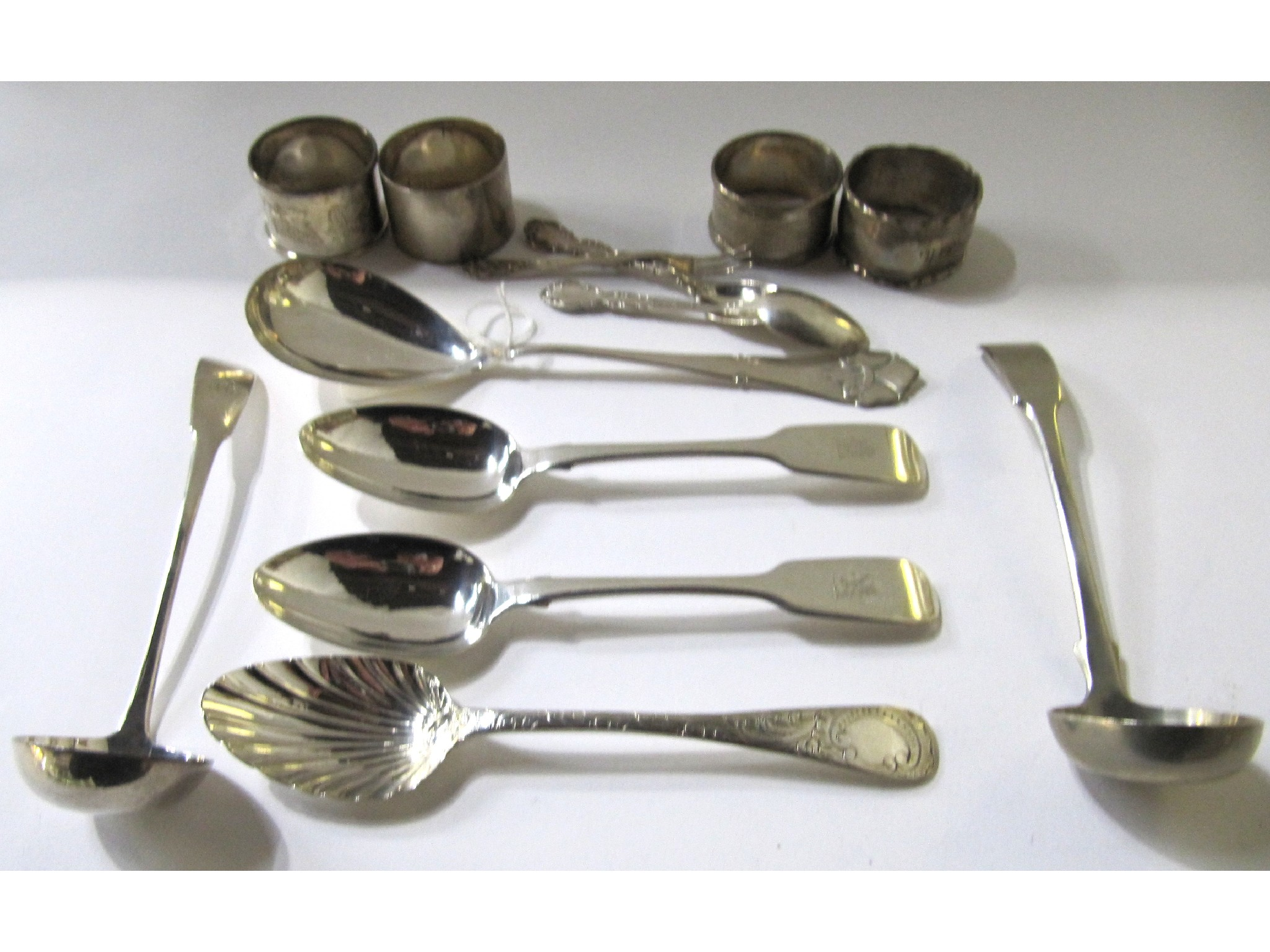 A lot comprising a Danish silver serving spoon three silver