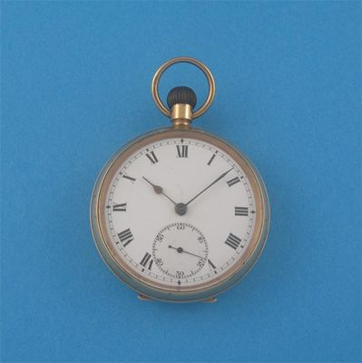 An 18ct gold open faced pocket watch subsidiary seconds dial