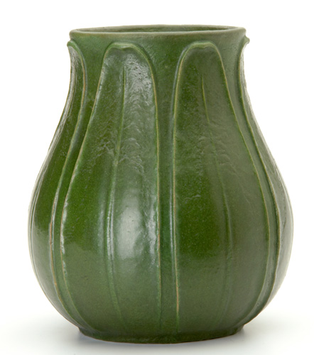 GRUEBY Rare gourd shaped vase with full height leaves under