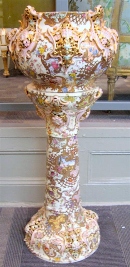 Zsolnay Pecs porcelain jardiniere on stand early 20th century The