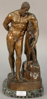 Bronze figure of Farnese Hercules leaning on a lion pelt