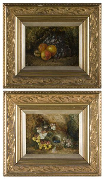 J Clays British late 19th c Two Still Lifes oil