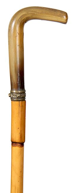 Horn Sword Cane Ca 1880 A horn handle with a