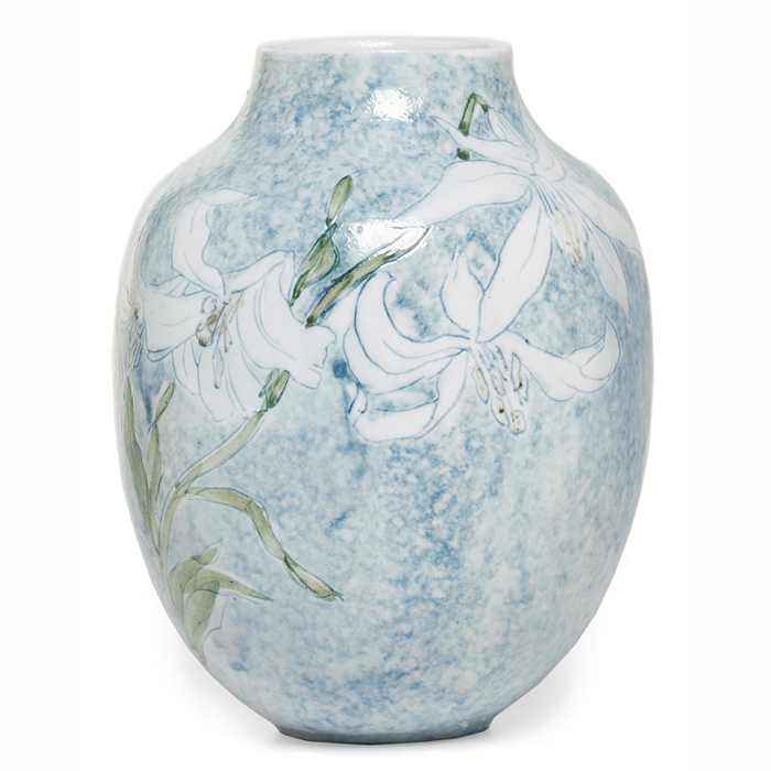 Rare and important Losanti vase porcelain body with carved and