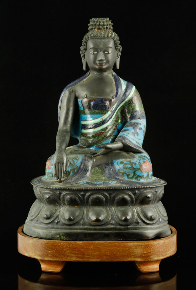 6093 19th C Chinese Enameled Bronze Buddha 19th century Chinese