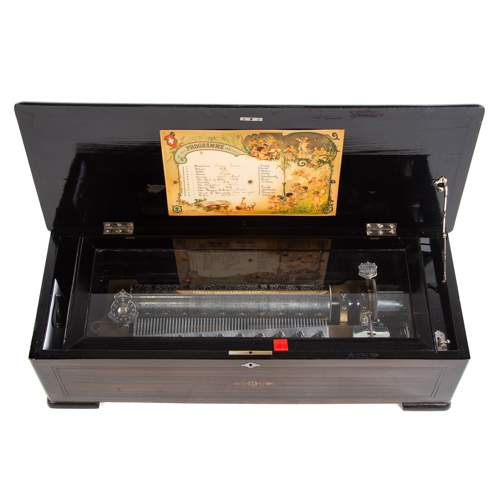 SWISS 12 AIR CYLINDER MUSIC BOX Late 19th century floral