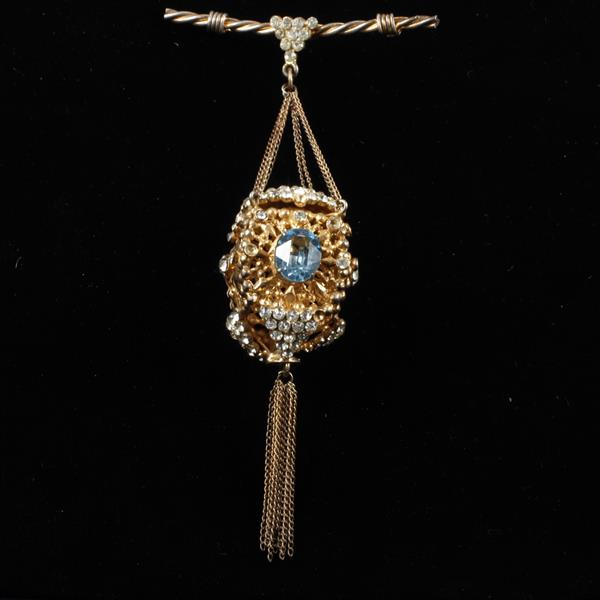 Sonia Lee Sterling Gold Tone Dangle Chandelier Lantern Brooch Pin