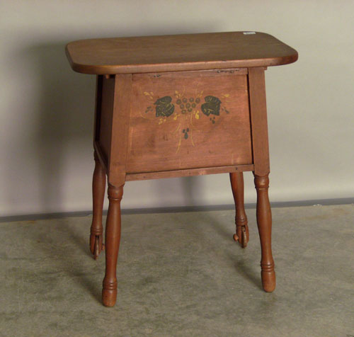 Work table with decorated pin top and red wash Provenance