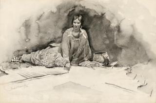 Frederic Remington 1861 ink and wash on paper 14 x