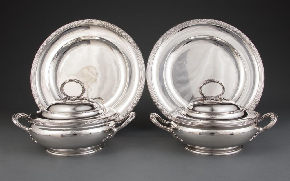 Pair of French 1st Standard Silver Covered Vegetable Tureens and
