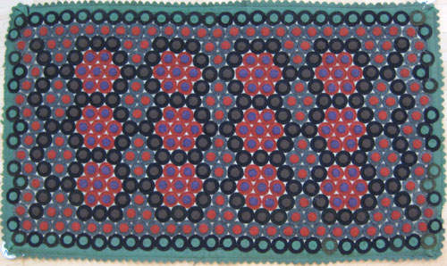 Felt penny table rug late 19th c 37 1 2