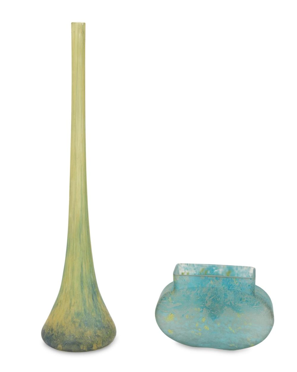 Two Daum mottled glass vases Late 19th early 20th Century