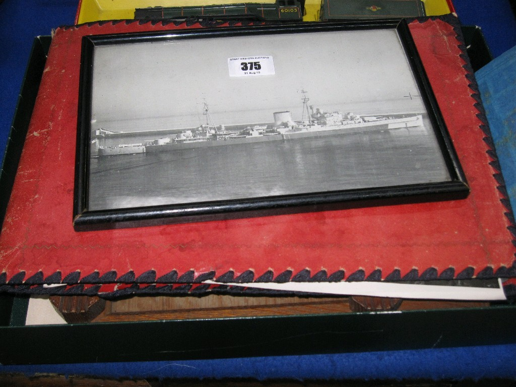 Box of photographs one album and four framed