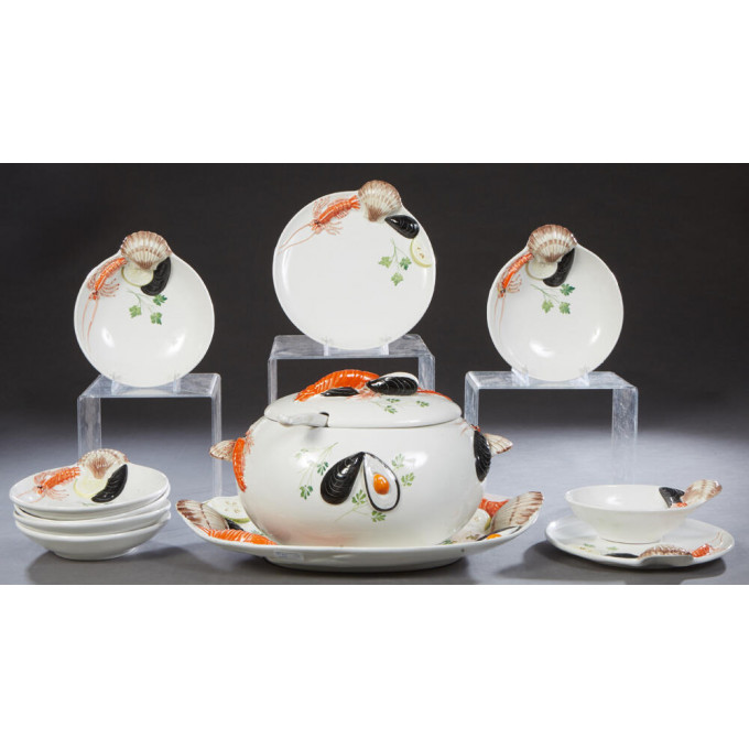 Italian Eleven Piece Ceramic Seafood Set 20th c by Creart