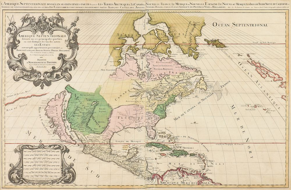 A LOUIS XIV MAP L Amerique Septentrionale HUBERT JAILLOT PARIS