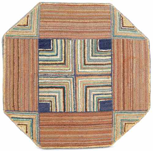 Grenfell Mission octagonal mat late 19th early 20th c in