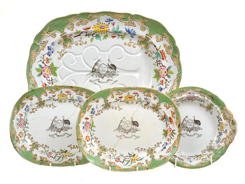 MINTON AND BOYLE MEAT TRAY ALONG WITH THREE SERVING DISHES