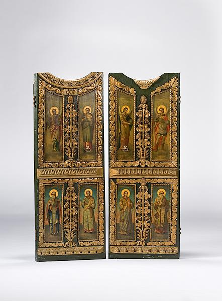 ECCLESIASTICAL DOORS Continental possibly Greek Orthodox 19th century A pair