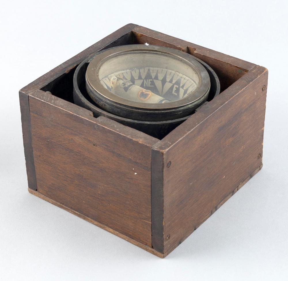 BOXED COMPASS BY E S RITCHIE BOSTON CIRCA 1878 FACE