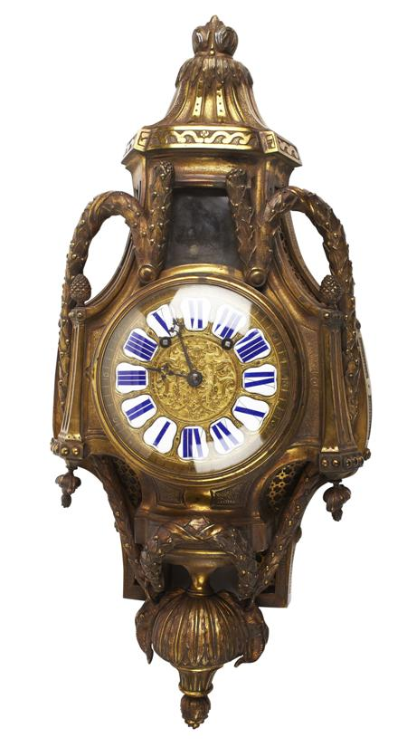 LOUIS XV STYLE GILT BRONZE CARTEL CLOCK LATE 19TH CENTURY