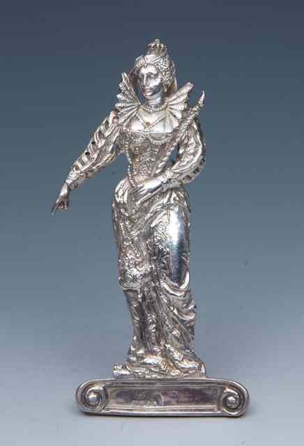 A CONTINENTAL SILVER MENU HOLDER in the form of a