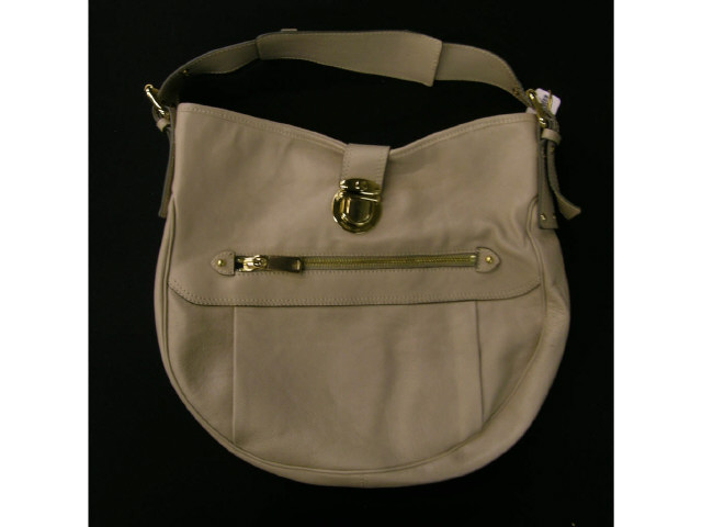 Beige leather Marc Jacobs handbag with snap closure front zippered